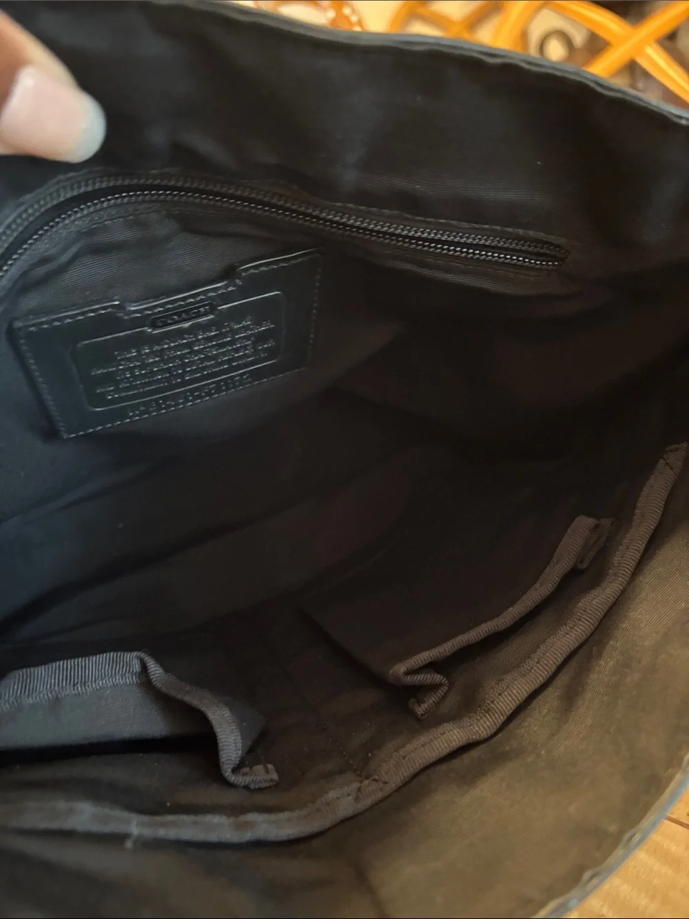 EUC Coach Unisex Black embossed leather Messenger Bag